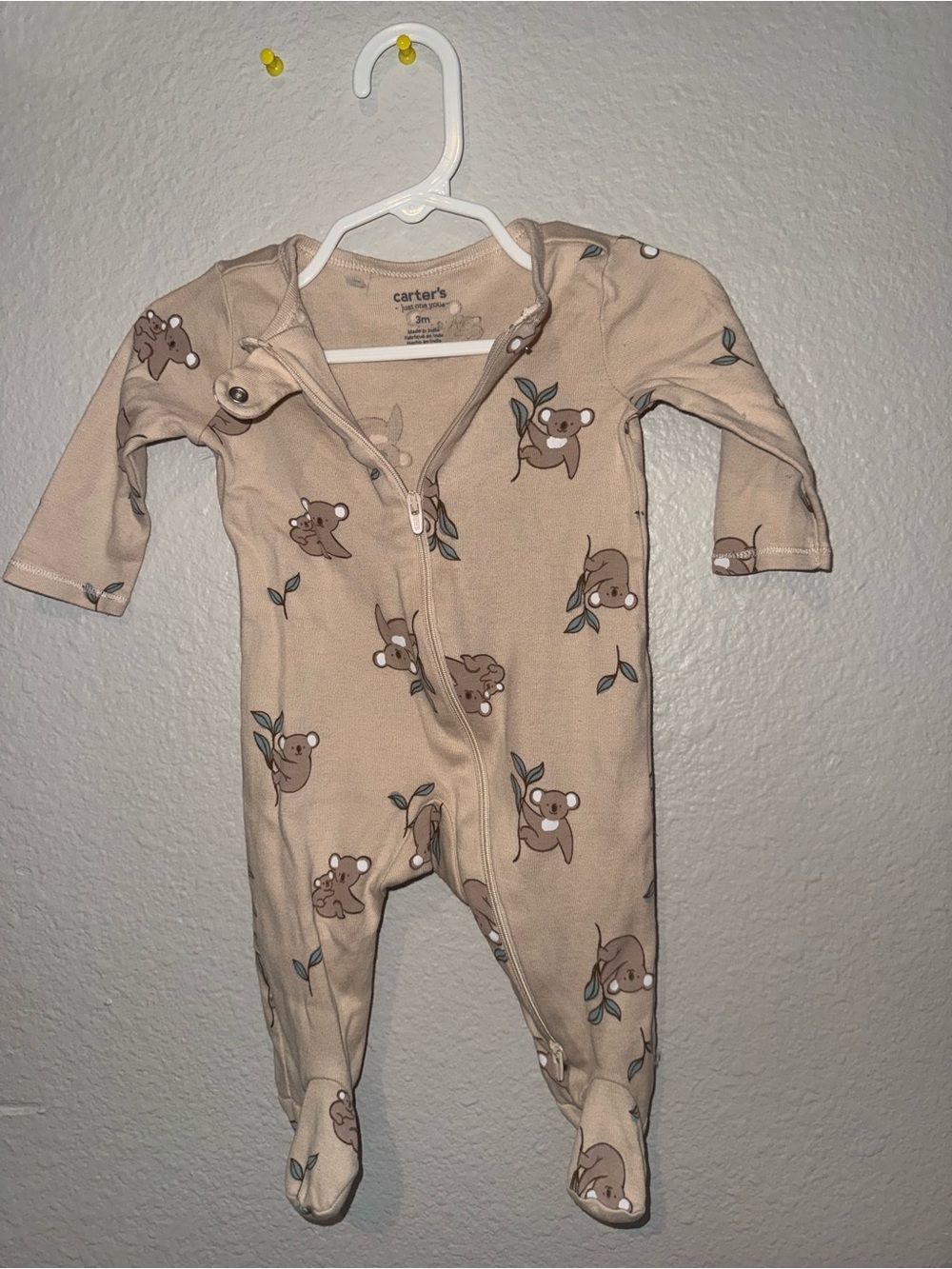 Carter's Beige Koala Print Footed One-Piece